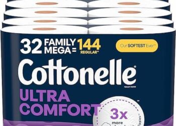 Cottonelle Extremely Consolation Rest room Paper, 32 Household Mega Rolls solely $22.61 shipped!