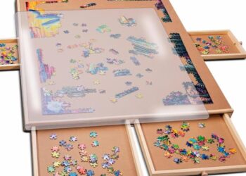 PlayVibe 1500-Piece Puzzle Board with Drawers and Cowl solely $39.09 shipped!