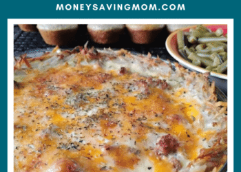 Meat and Potato Crust Quiche with Flax Muffins ($10 Household Dinner Concept)