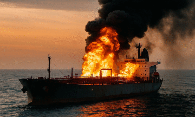 Two oil tankers ablaze after ‘exterior impression’
