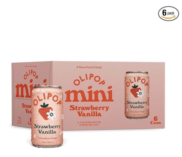 OLIPOP Minis Prebiotic Soda Pop, Strawberry Vanilla (6 pack) solely $5.40 shipped!