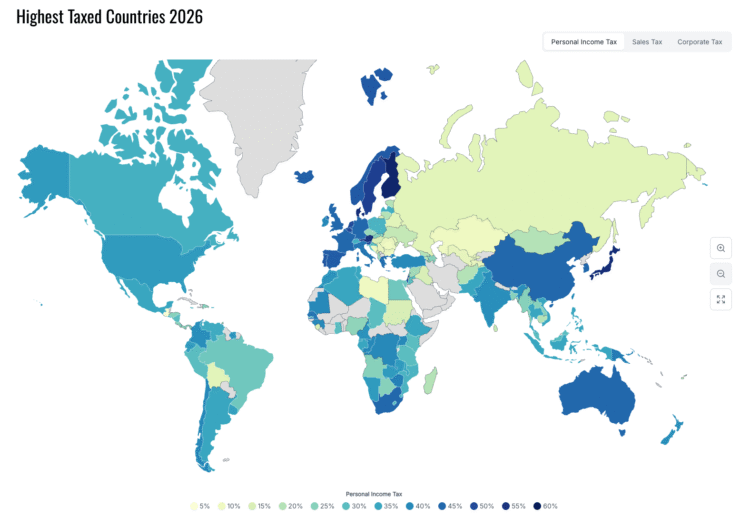 QoD: Order nations by tax charges – United States, Germany, Mexico