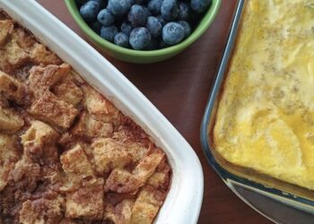 French Toast Casserole and Baked Scrambled Eggs