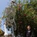 Large skeletons are staying up gone Halloween in Los Angeles