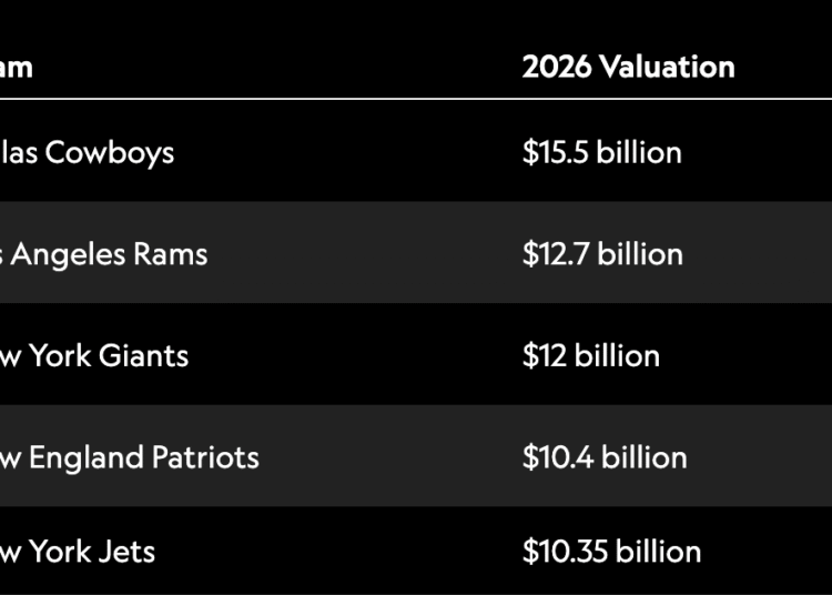 Query: Are you able to identify 1 of the 5 most dear NFL franchises?