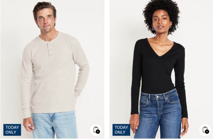 Outdated Navy Cozy Lengthy Sleeved Tops solely $6 and $8 at this time!