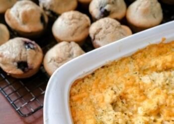 Rooster Broccoli Rice Casserole and Entire Wheat Blueberry Muffins ($10 Household Dinner Thought)
